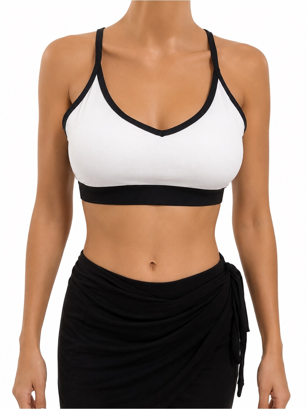 Victoria’s Secret PINK Ultimate Sports Bra Small Black White Mesh Racerback